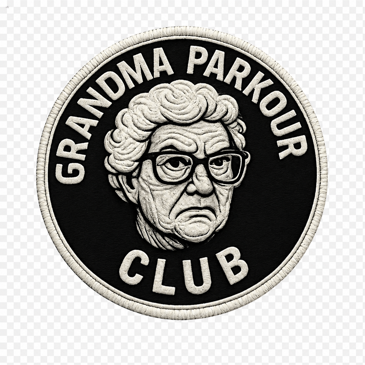 Grandma Parkour Club patch logo